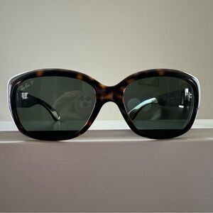 Ray-Ban Polarized Jackie Ohh Tortoise Frame Sunglasses with Gray Lenses